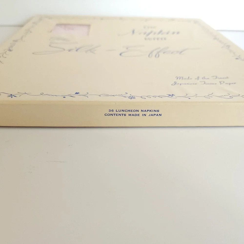 Vintage Japan Rice Paper Luncheon Napkins in Box, Silk Effect